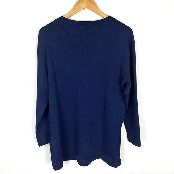 St.John Basics VTG USA Navy Blue Long Crewneck Sweater Women’s M‎ - Picture 4 of 7